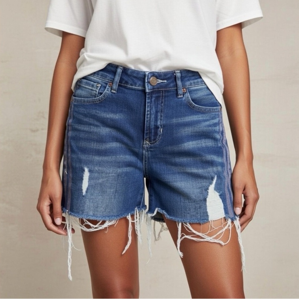 Dear John Denim Distressed High Rise Shorts Size 27 Frayed Raw Hem